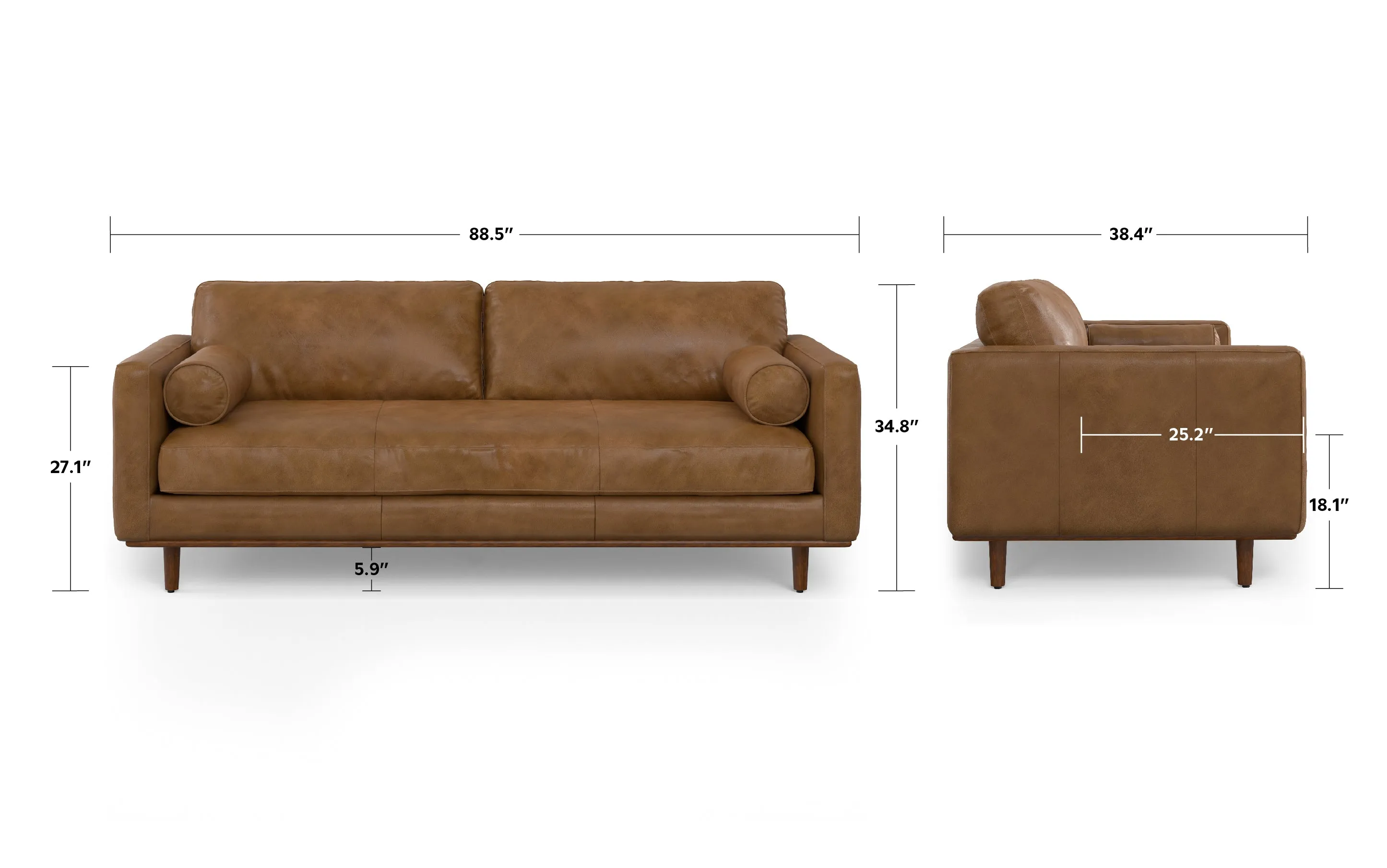 Morrison 89-inch in Genuine Leather