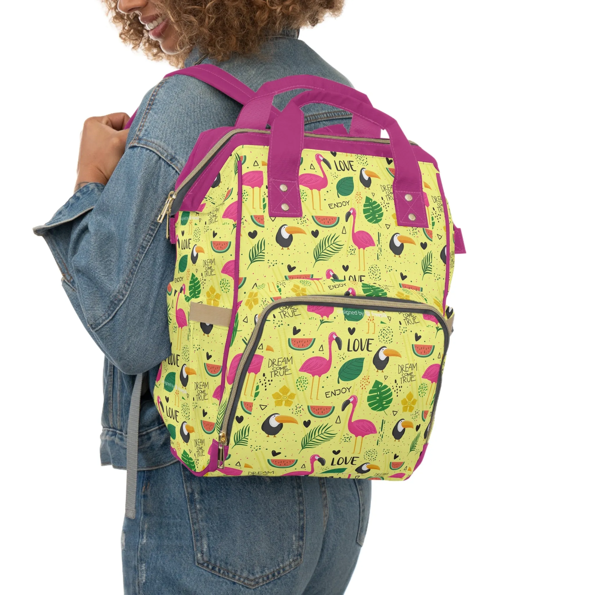 Multifunctional  Backpack with Cute Flamenco Pattern