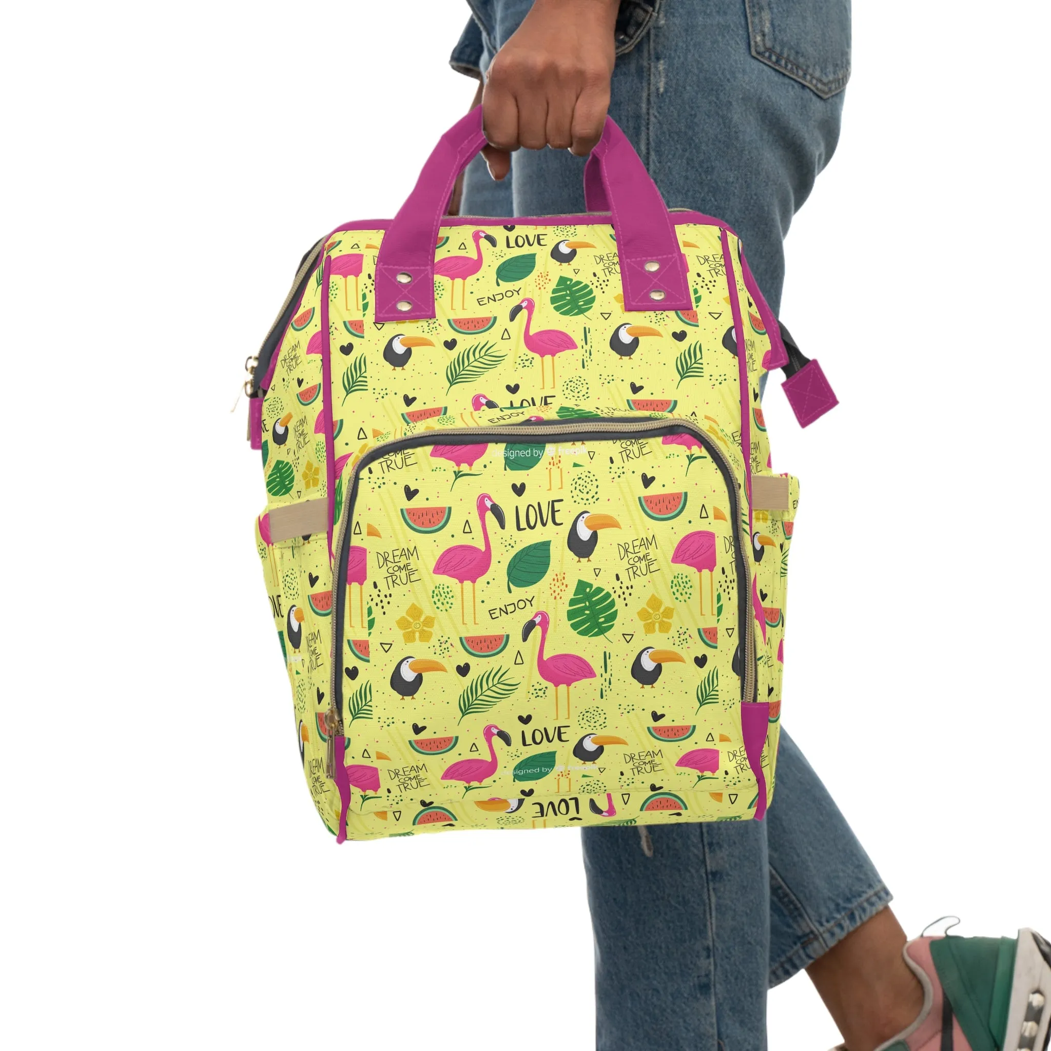 Multifunctional  Backpack with Cute Flamenco Pattern