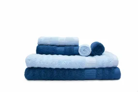 Mush Bamboo Towel: Ultra Soft, Absorbent, Eco Friendly 600 GSM 6 Pieces (2 Bath, 2 Hand, 2 Face) (Navy & Sky)