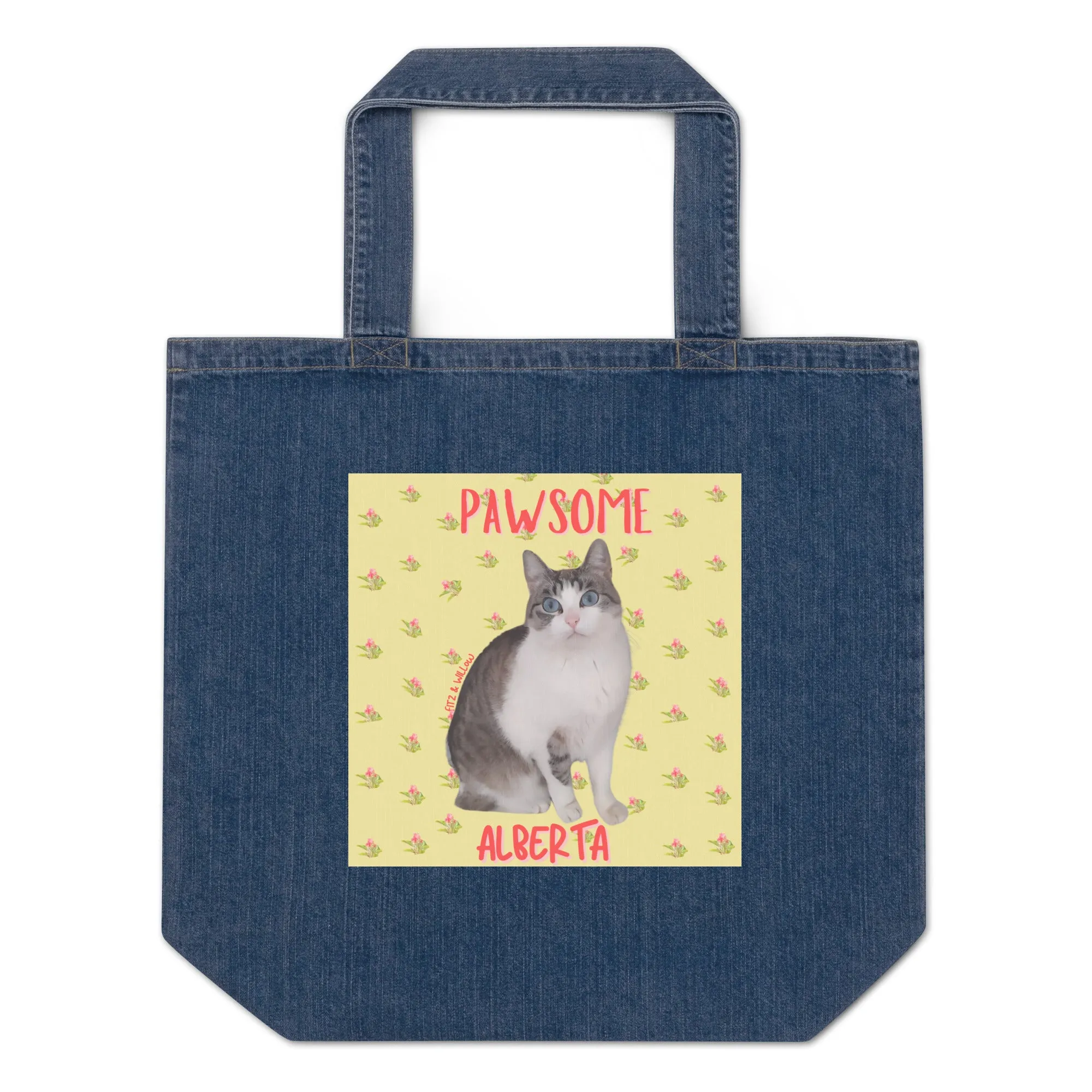 My cat Alberta, Organic denim tote bag