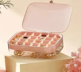 New Designed Plastic Jewelry Organizer Display Travel Portable Jewelry Box Storage Organizer Earring Ring Necklace Holder