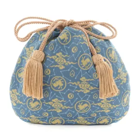 Nishijin-ori Small Drawstring Bag - Rabbit / Blue -,  Made in Kyoto, Japan,  Japanese traditional craft purse