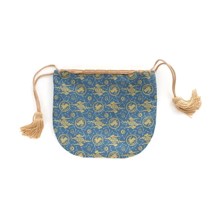 Nishijin-ori Small Drawstring Bag - Rabbit / Blue -,  Made in Kyoto, Japan,  Japanese traditional craft purse