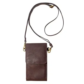 On the Move Leather Phone Bag in Brown