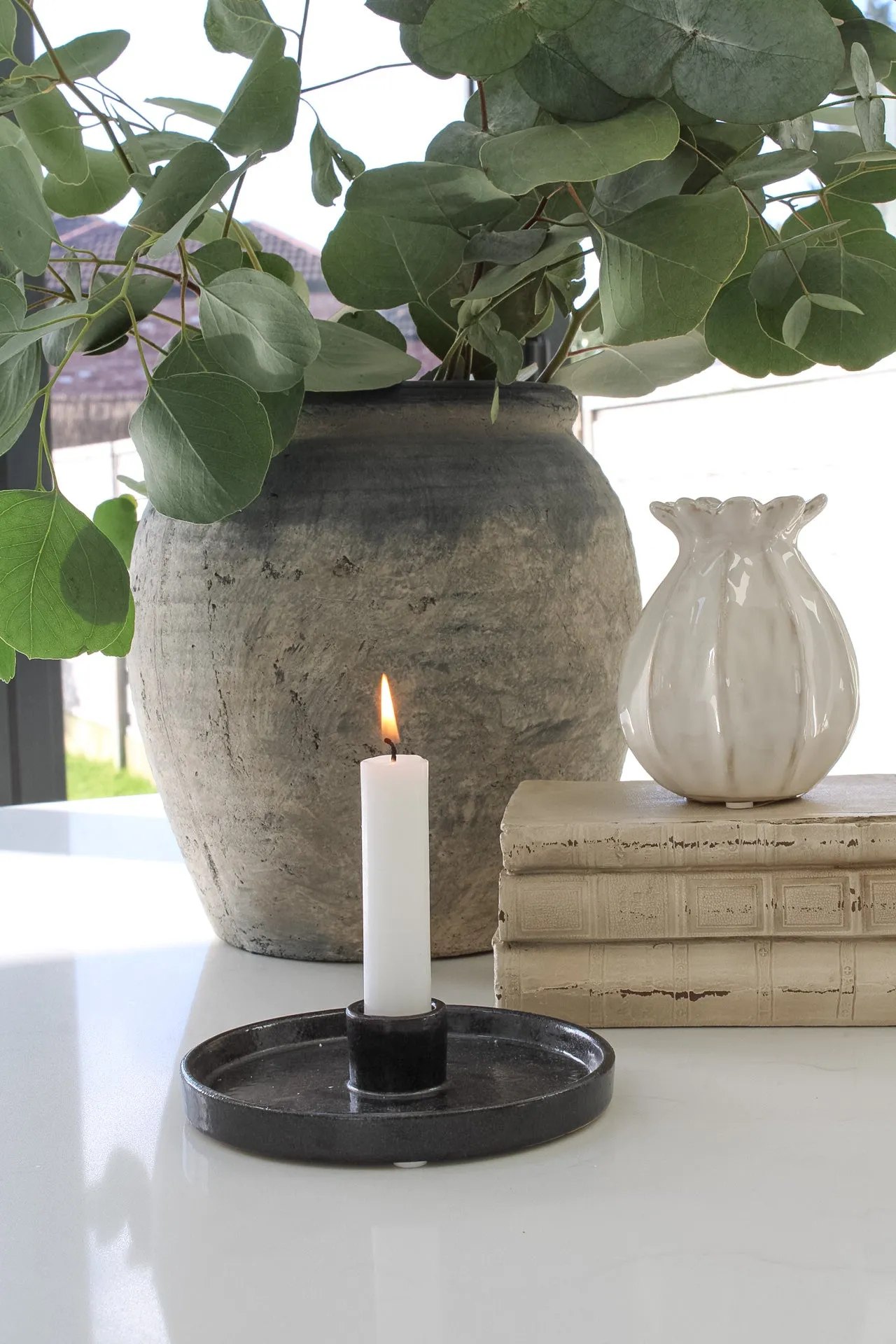 Onyx Stoneware Candle Holder