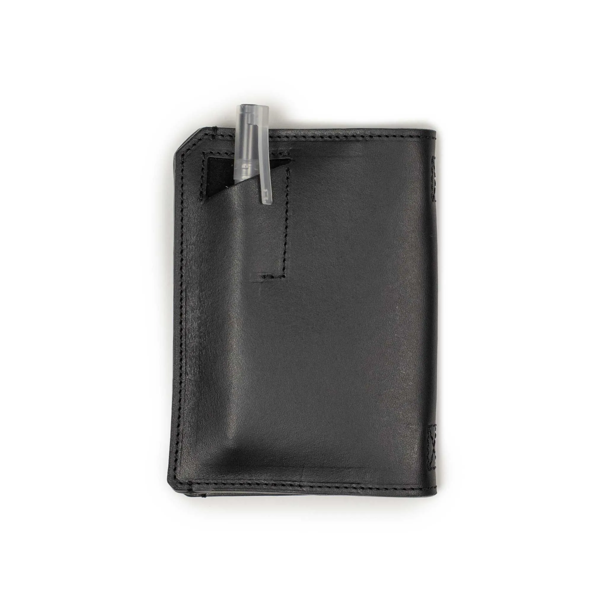 Papa passport wallet in Noiret black veg tanned leather