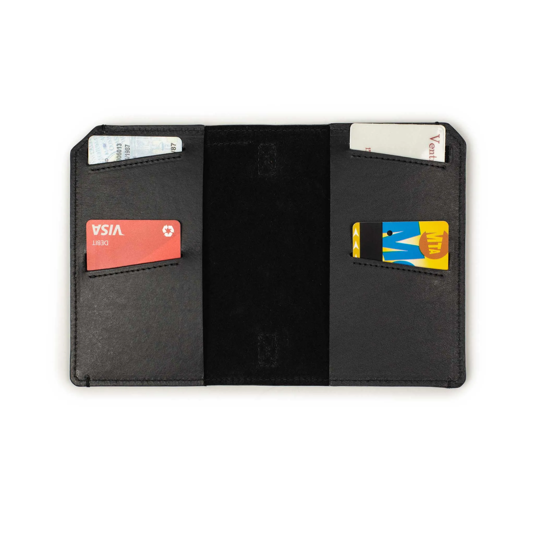 Papa passport wallet in Noiret black veg tanned leather