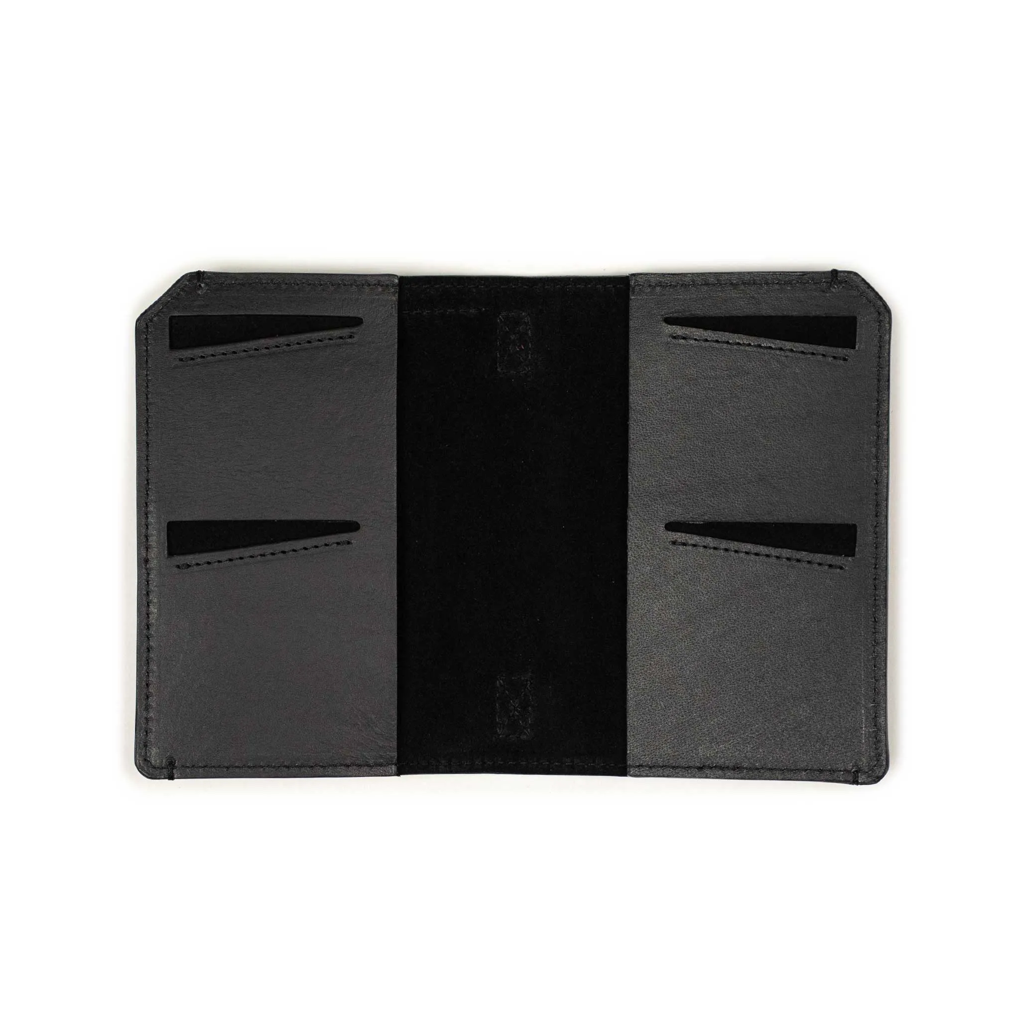 Papa passport wallet in Noiret black veg tanned leather