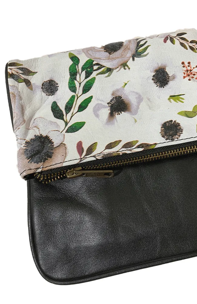 PARIS - Leather Clutch | Floral/Black