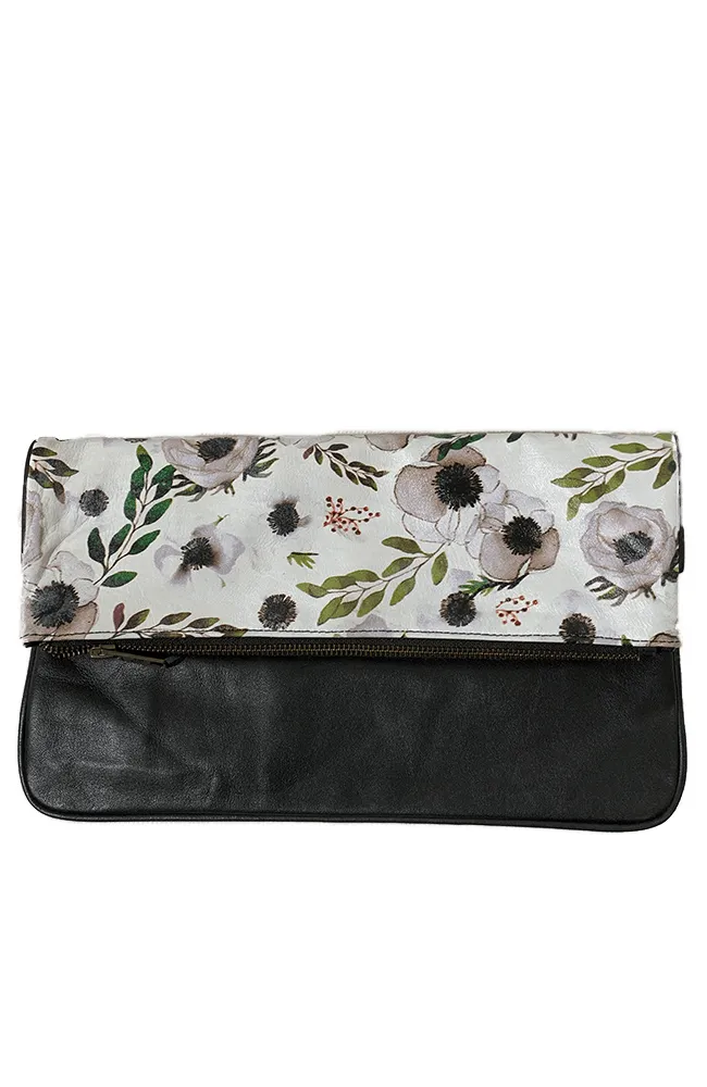 PARIS - Leather Clutch | Floral/Black