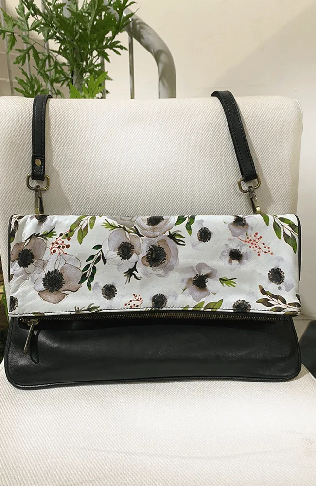 PARIS - Leather Clutch | Floral/Black