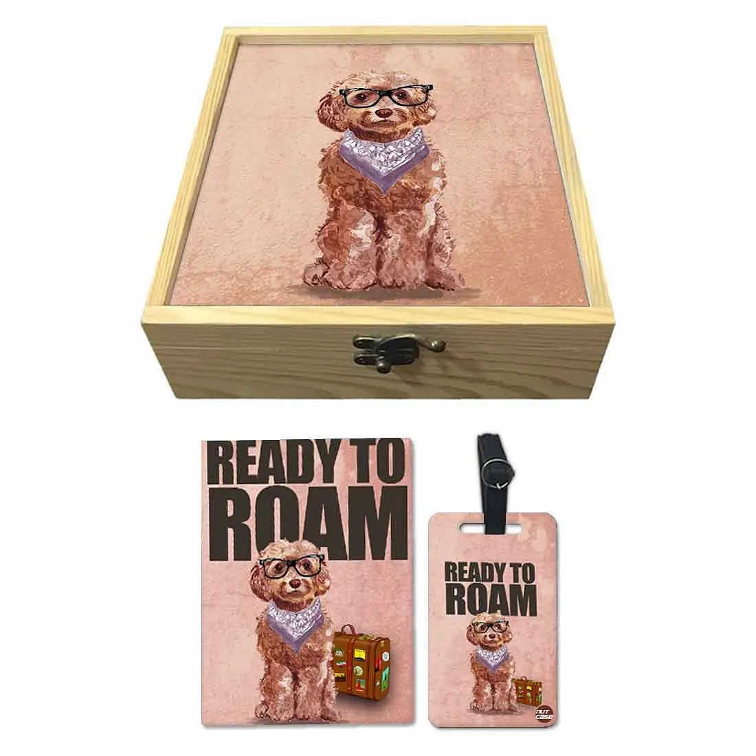 Passport Cover Luggage Tag Wooden Gift Box Set - Ready To Roam