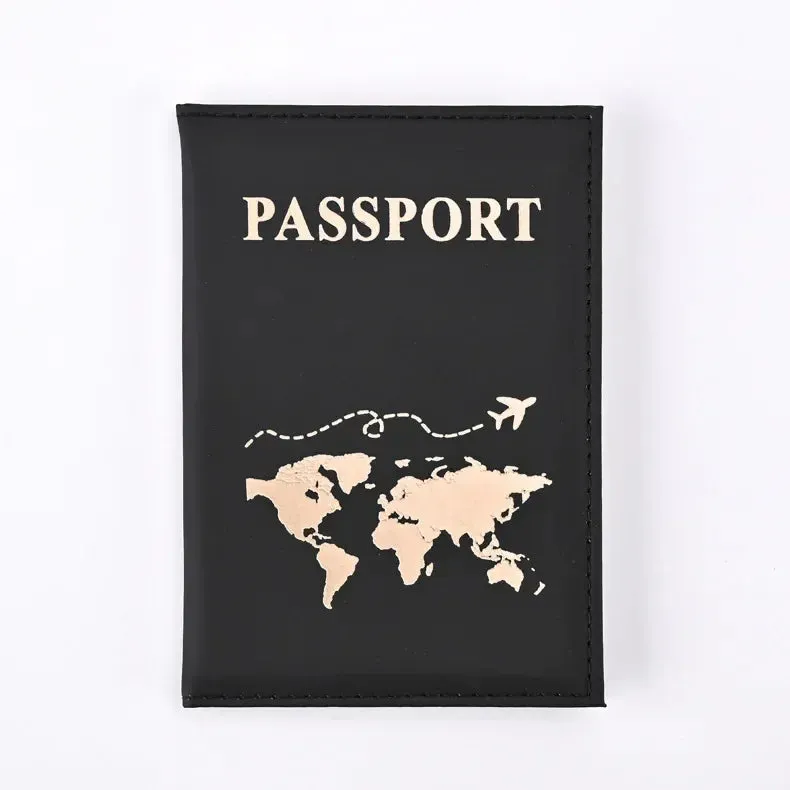 Passport Cover Protective Women Men Travel Passport Ticket Holder Case Letter Print ID Card Passport Holder Clip Bags