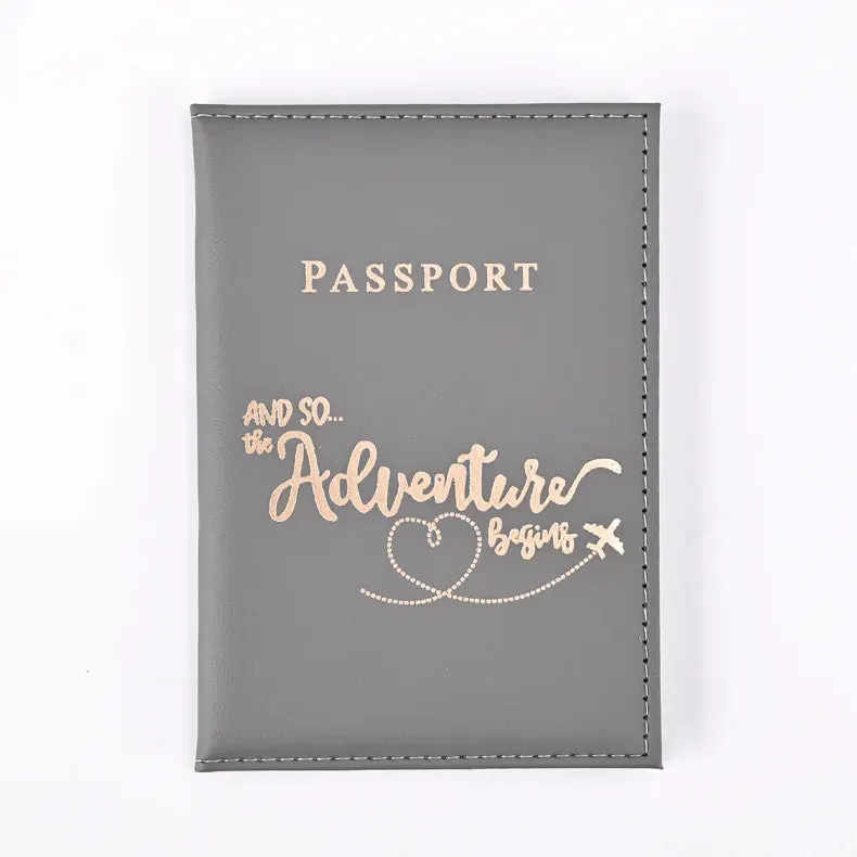 Passport Cover Protective Women Men Travel Passport Ticket Holder Case Letter Print ID Card Passport Holder Clip Bags