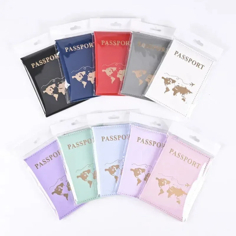 Passport Cover Protective Women Men Travel Passport Ticket Holder Case Letter Print ID Card Passport Holder Clip Bags