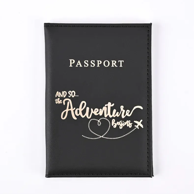 Passport Cover Protective Women Men Travel Passport Ticket Holder Case Letter Print ID Card Passport Holder Clip Bags