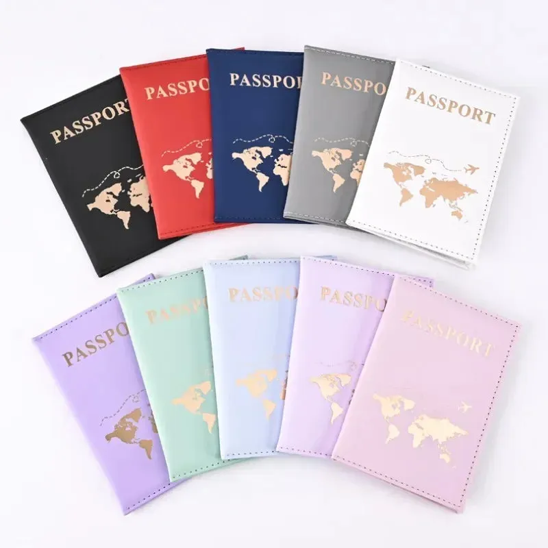 Passport Cover Protective Women Men Travel Passport Ticket Holder Case Letter Print ID Card Passport Holder Clip Bags