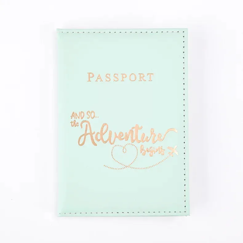 Passport Cover Protective Women Men Travel Passport Ticket Holder Case Letter Print ID Card Passport Holder Clip Bags