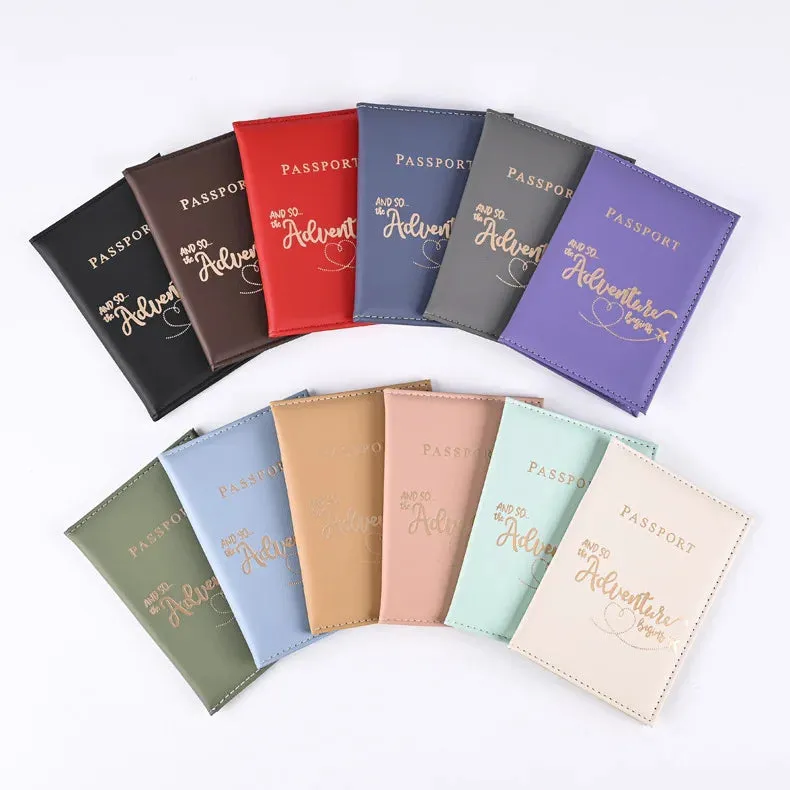 Passport Cover Protective Women Men Travel Passport Ticket Holder Case Letter Print ID Card Passport Holder Clip Bags