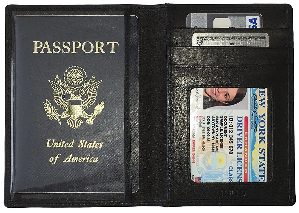 Personalized Monogrammed Leather RFID Passport Wallet and Luggage Tag