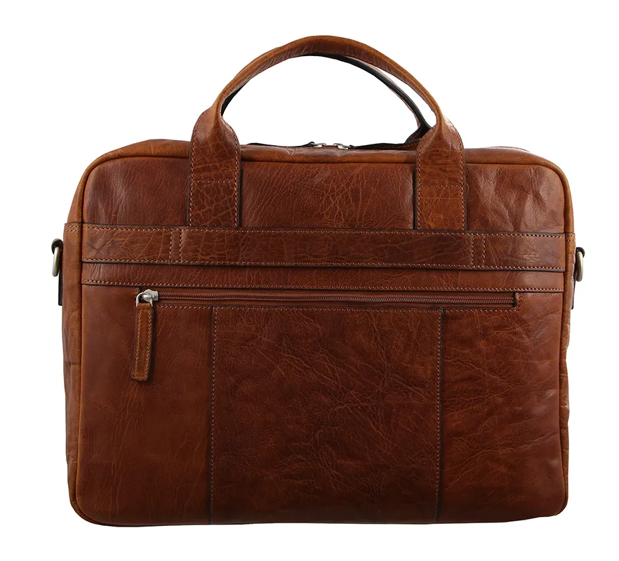 Pierre Cardin - PC2797 Rustic Leather Work/Computer Bag - Brown