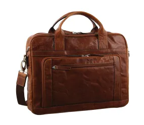 Pierre Cardin - PC2797 Rustic Leather Work/Computer Bag - Chestnut