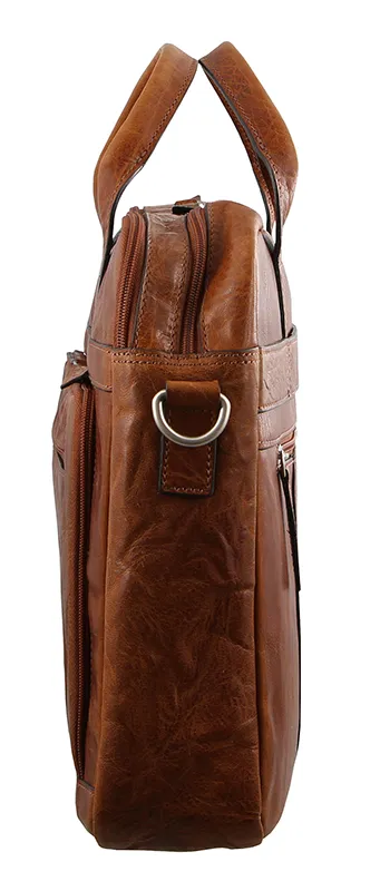 Pierre Cardin - PC2797 Rustic Leather Work/Computer Bag - Chestnut