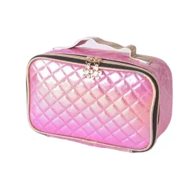 Pink bling makeup brush bag leather makeup bag luxury checkered cosmetiquerasmakeup brush set with pu bag