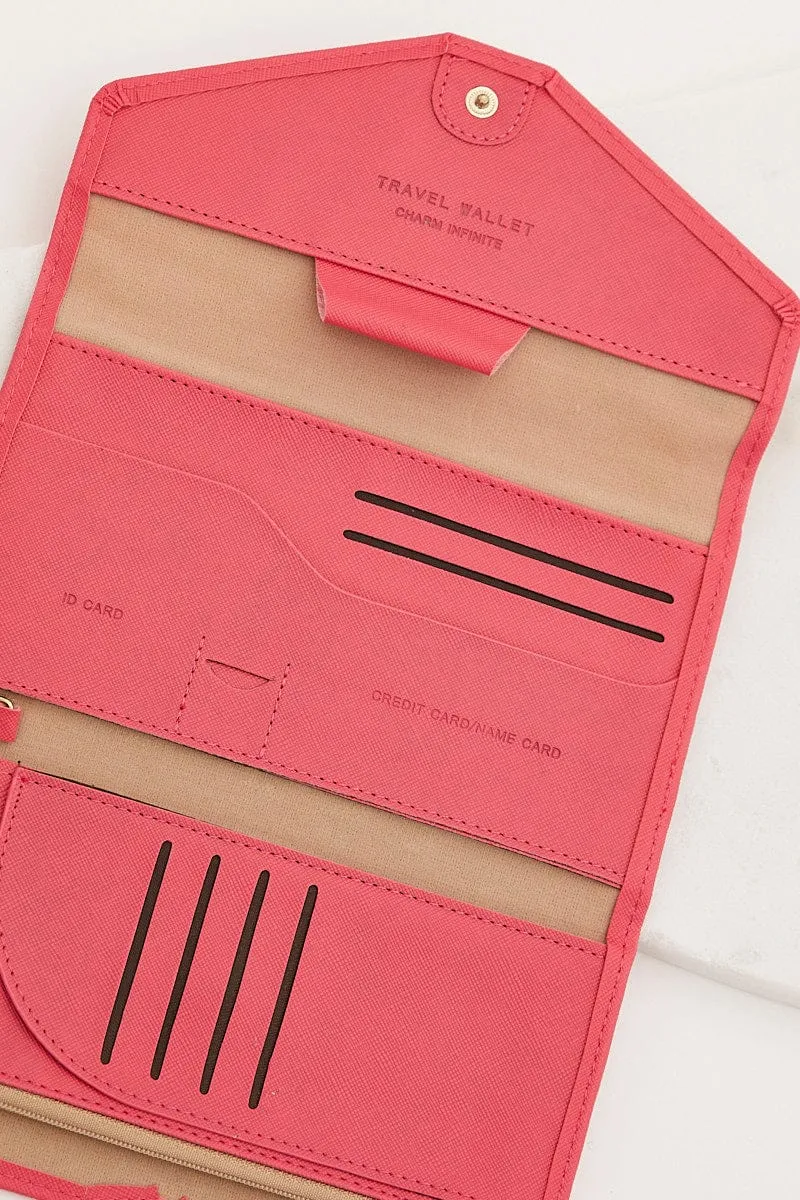 Pink Travel Wallet Passport Holder