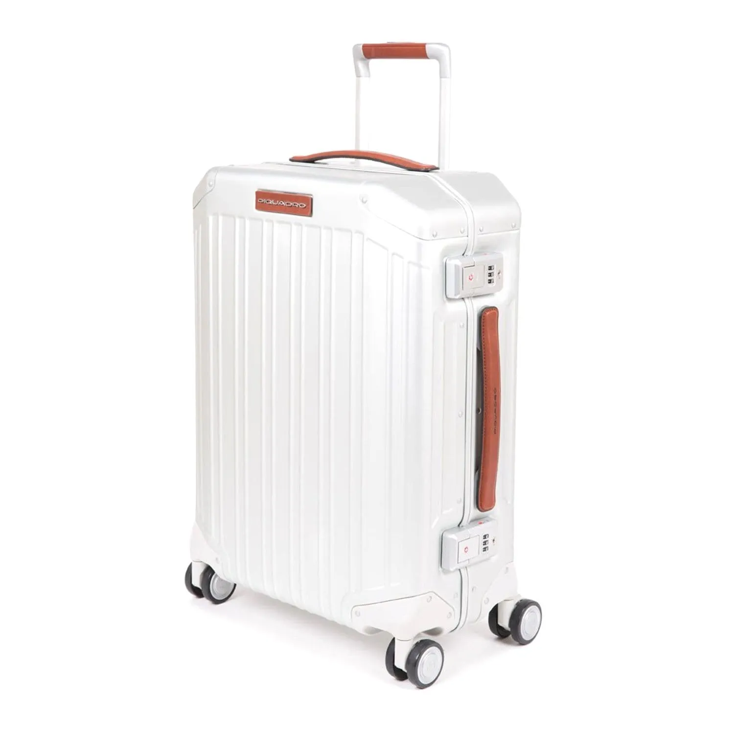 Piquadro PIQALU 55cm Ultra Slim Hardcase 4 Double Wheel Cabin Luggage Trolley Grey - BV4425ALU/GRCU