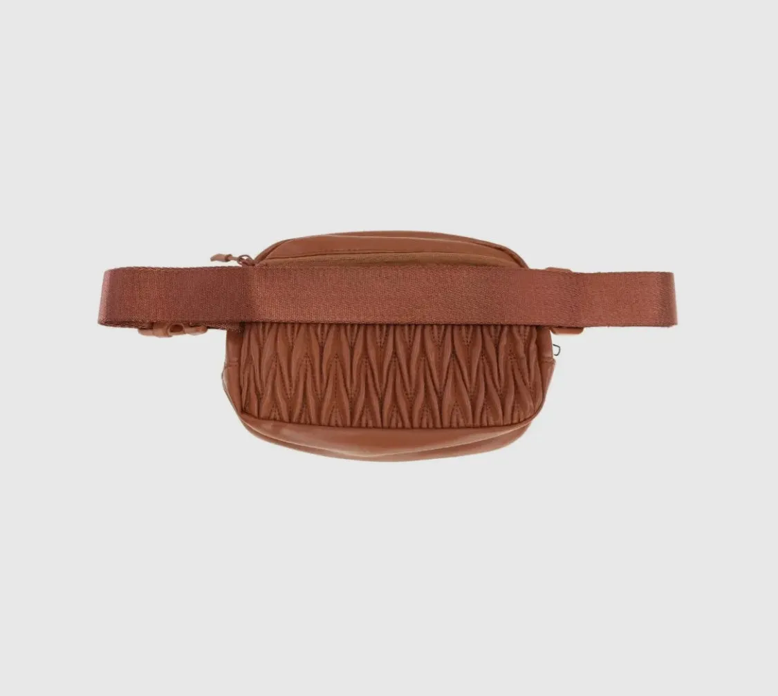 Pleated Faux Leather CC Belt Bag