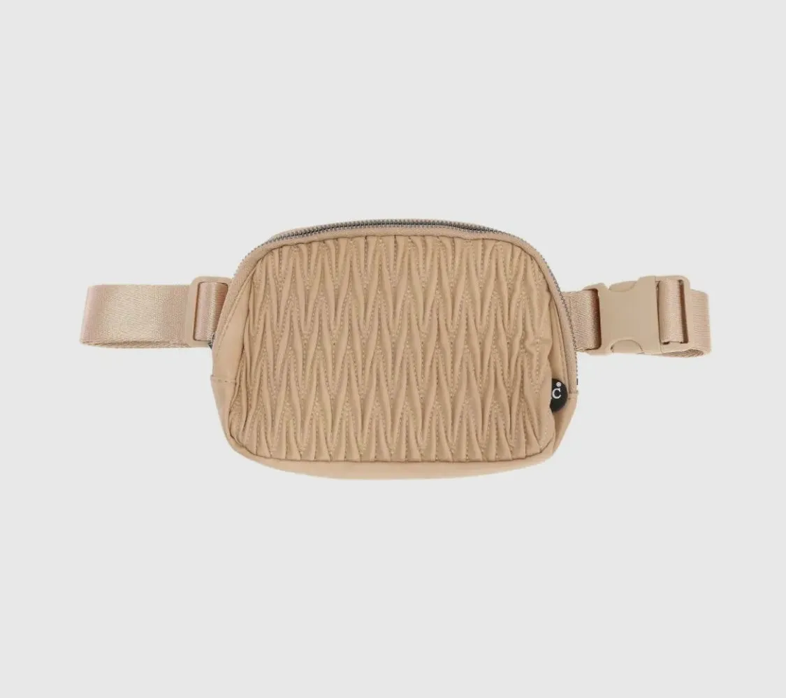 Pleated Faux Leather CC Belt Bag