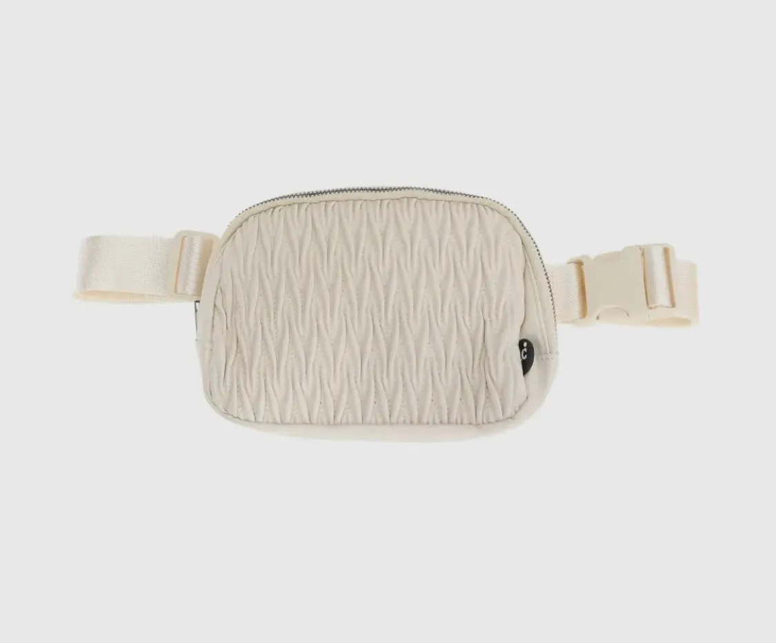 Pleated Faux Leather CC Belt Bag