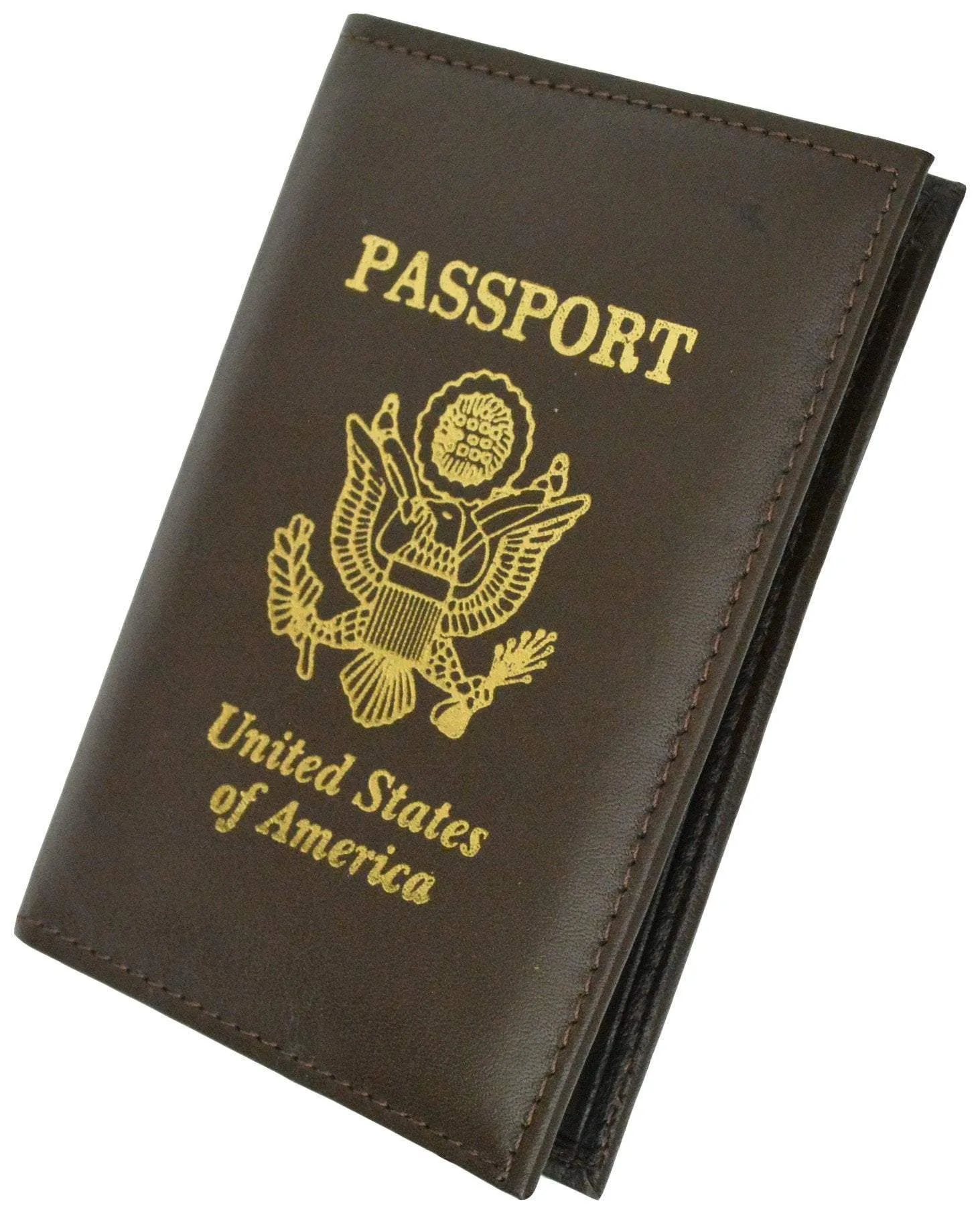 Premium Leather United States Passport Holder Card Holder Golden Print Emblem P 601 USA (C)