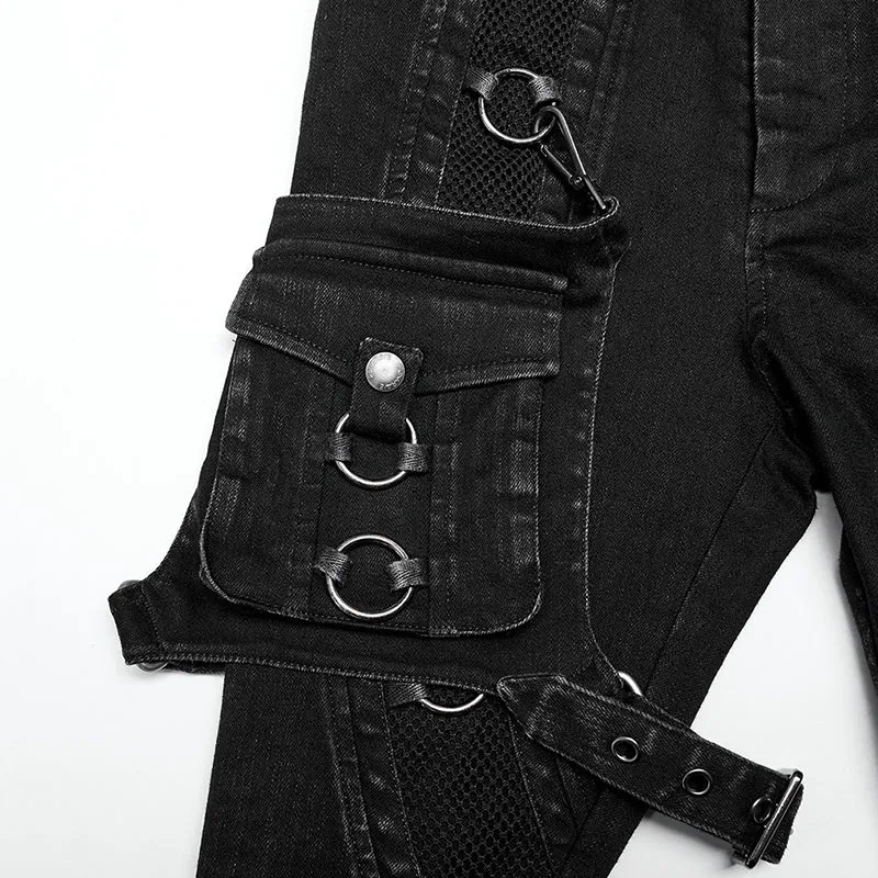 Punk Washed Distressed Heavy Metal Slim Denim Pants