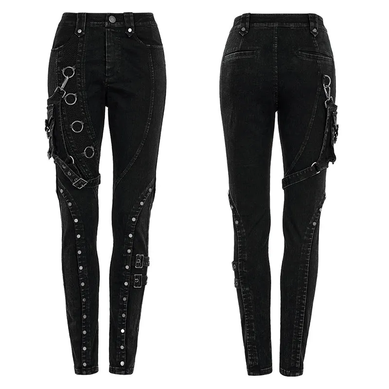 Punk Washed Distressed Heavy Metal Slim Denim Pants