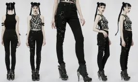 Punk Washed Distressed Heavy Metal Slim Denim Pants