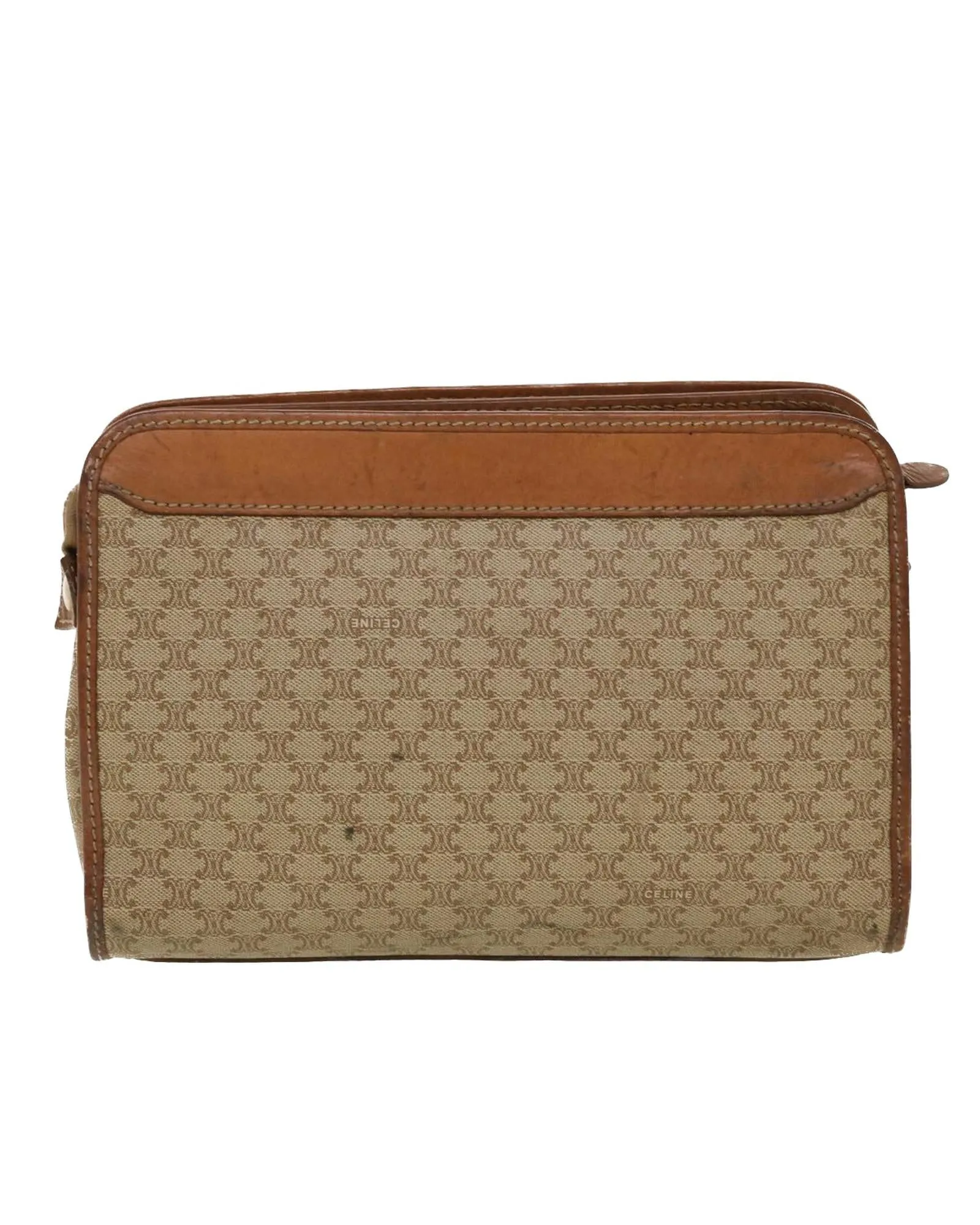 PVC Leather Macadam Canvas Clutch Bag - Beige