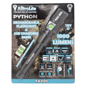 Python Rechargeable Flashlight & USB Charging Bank