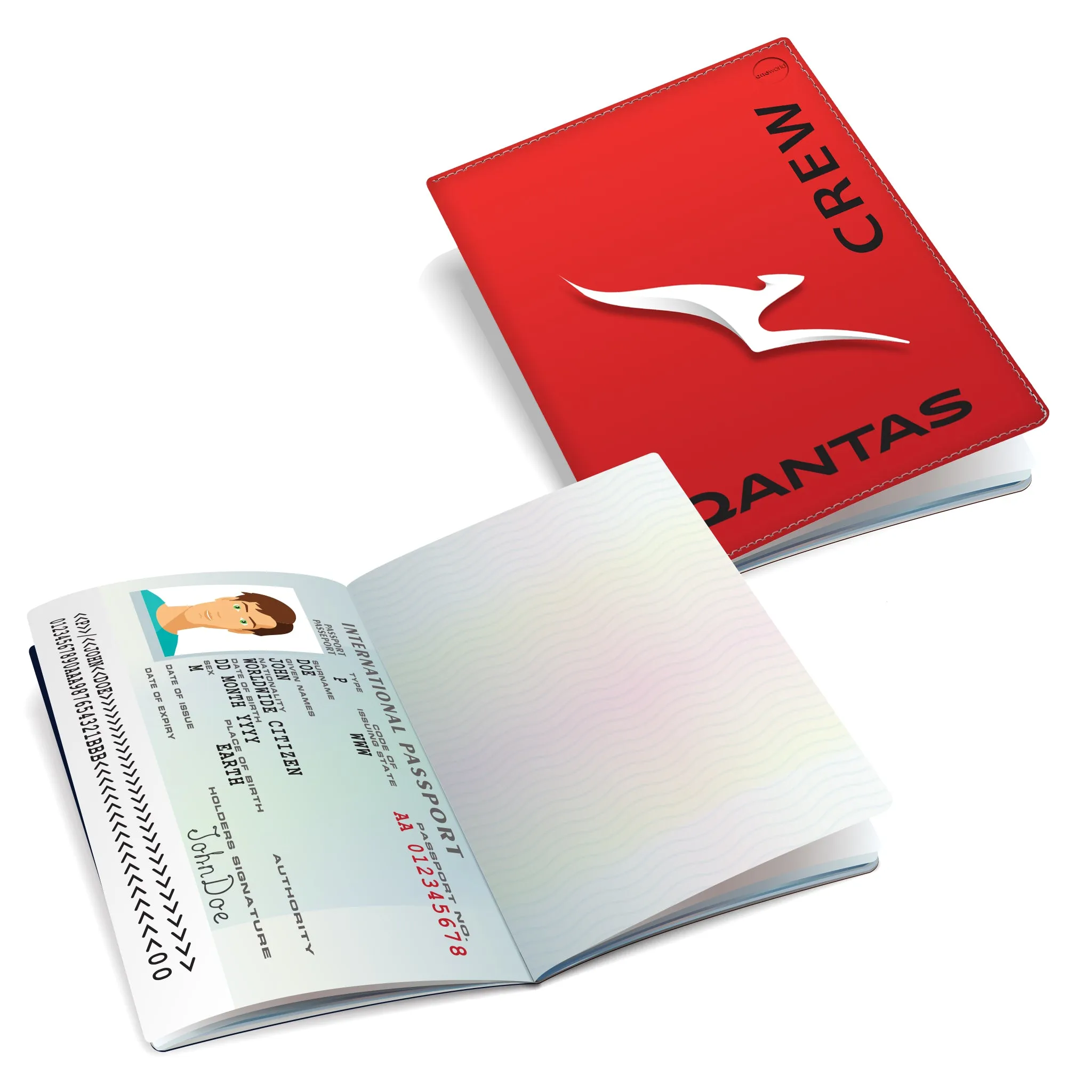 Qantas Portrait Red CREW-Passport Cover