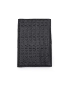 Rare Rabbit Men's Ellen Black Bi Fold RFID Embossed Monogram Passport Holder