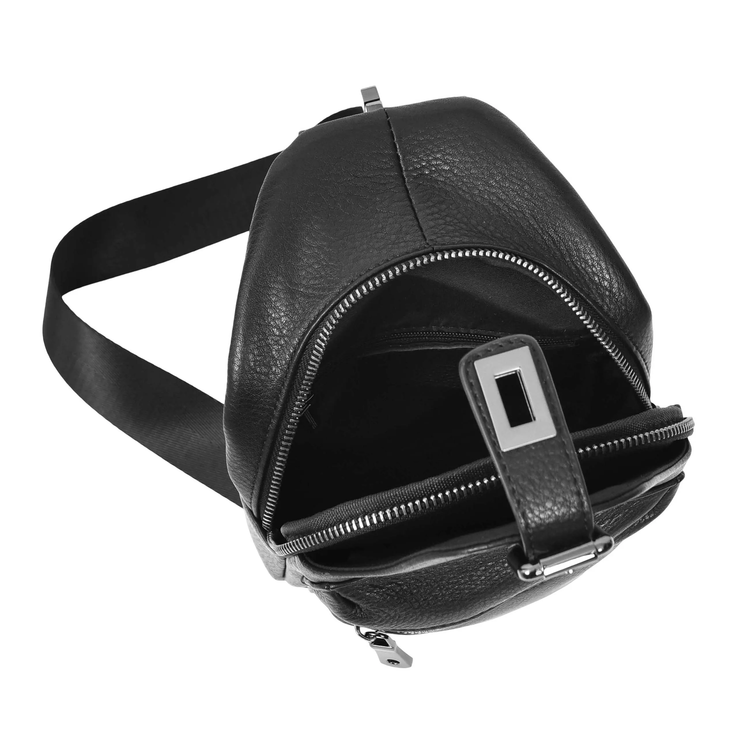 Real Leather Cross Body Chest Bag Phoenix Black