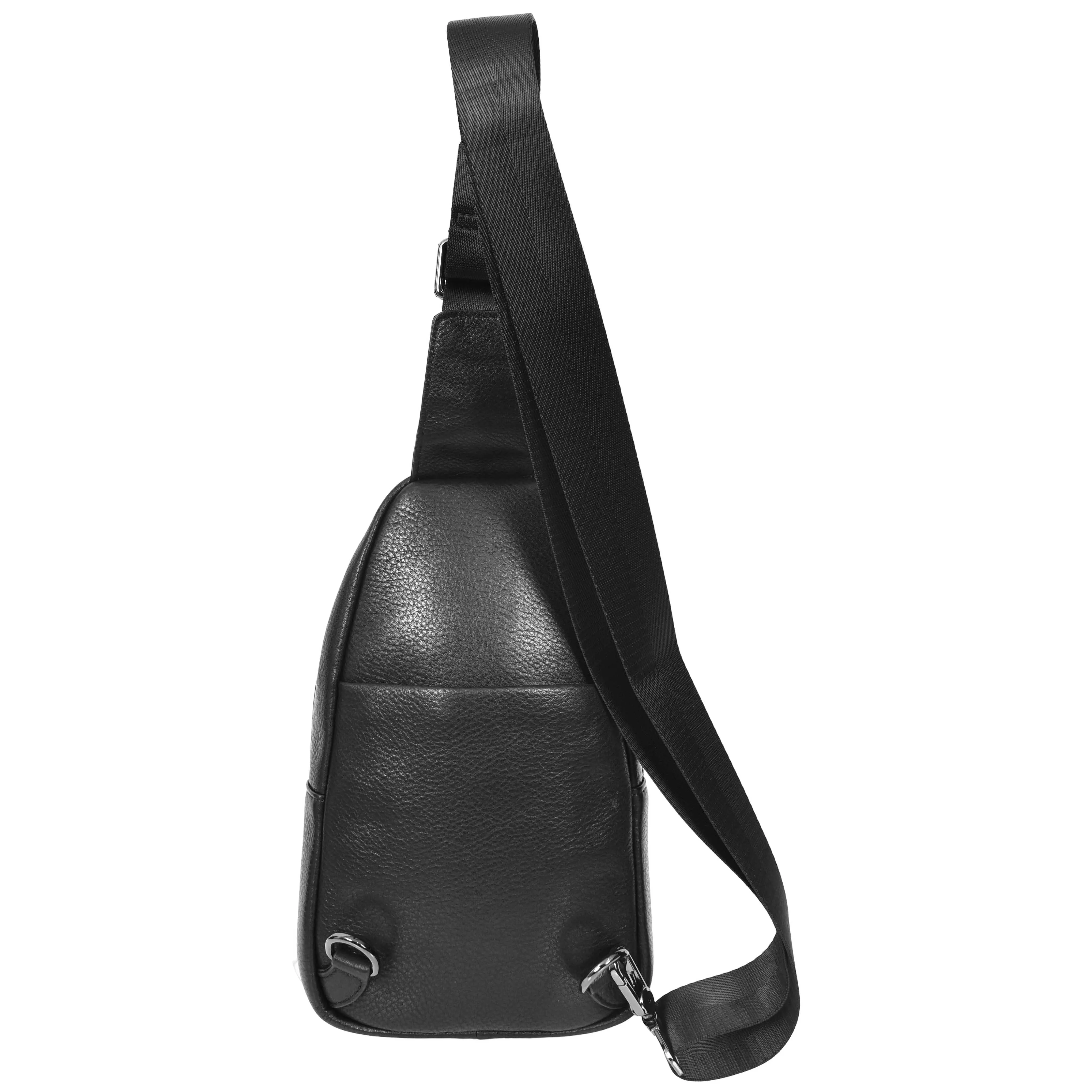 Real Leather Cross Body Chest Bag Phoenix Black