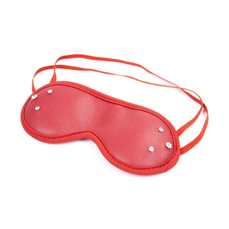 Red Faux Leather Diamante Eye Mask