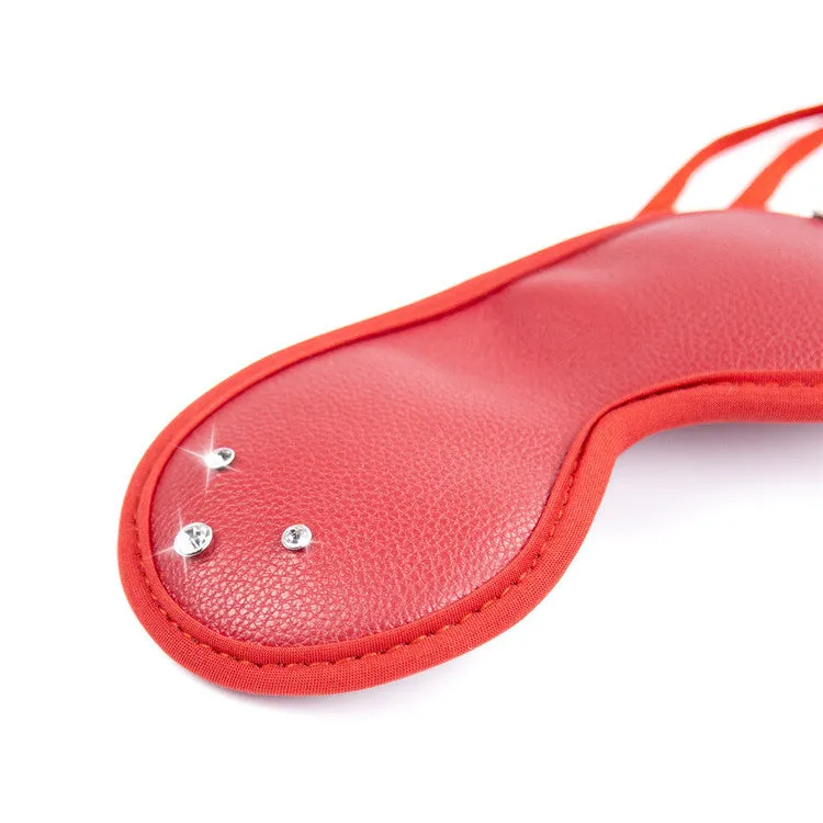 Red Faux Leather Diamante Eye Mask