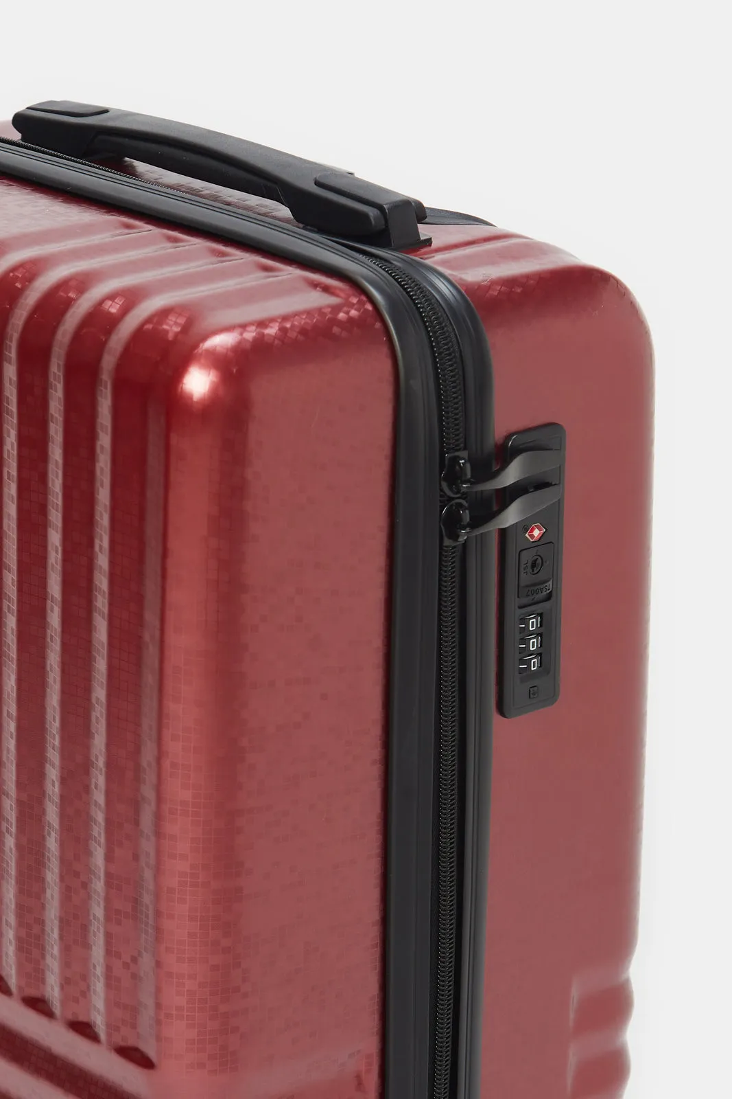 Red Textured Trolley Luggage (20 Inch)