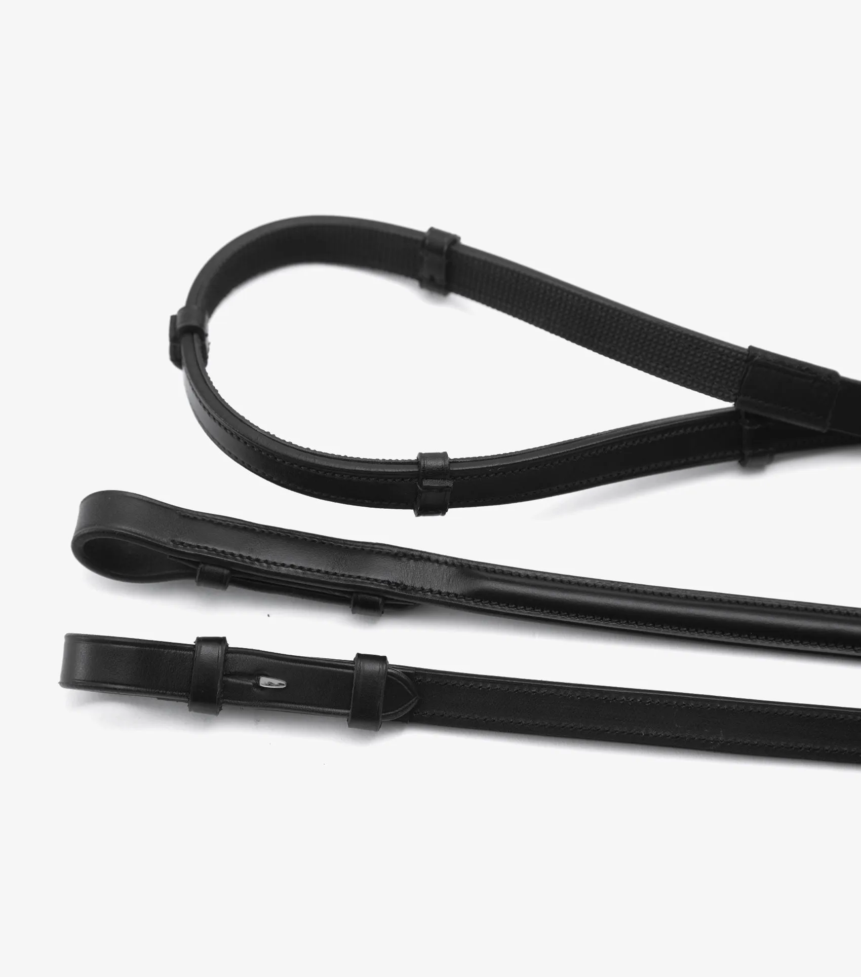 Salvatore Rubber & Leather Grip Reins Black