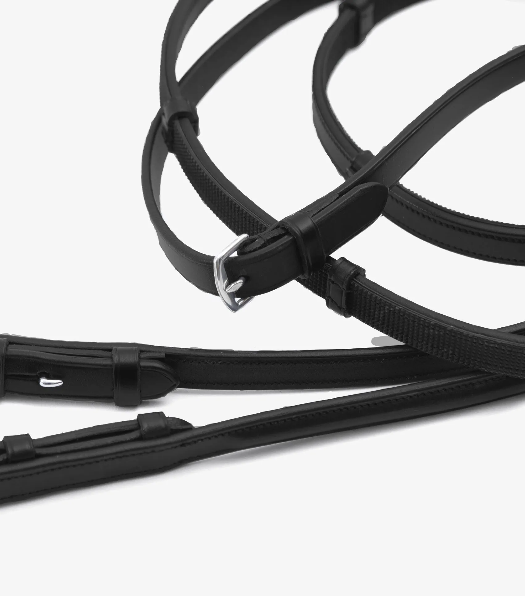 Salvatore Rubber & Leather Grip Reins Black