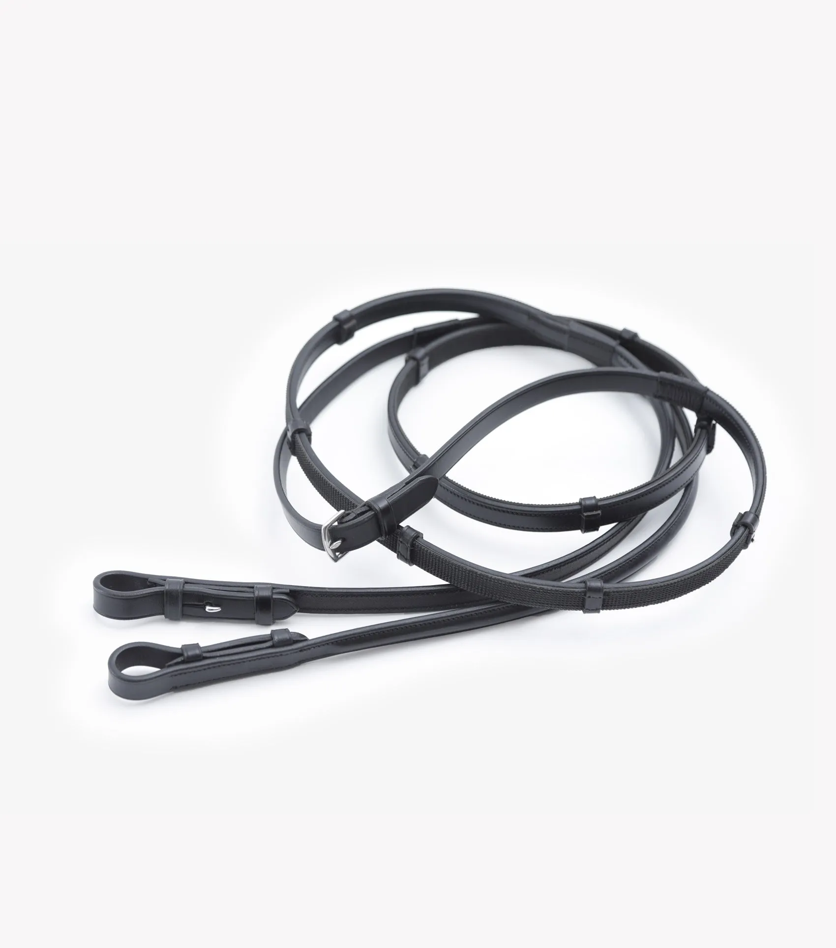 Salvatore Rubber & Leather Grip Reins Black